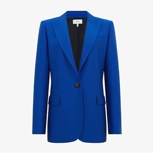 WOMENS BLUE ELIN SINGLE-BREASTED WOOL-BLEND BLAZER size 6 - new with tag